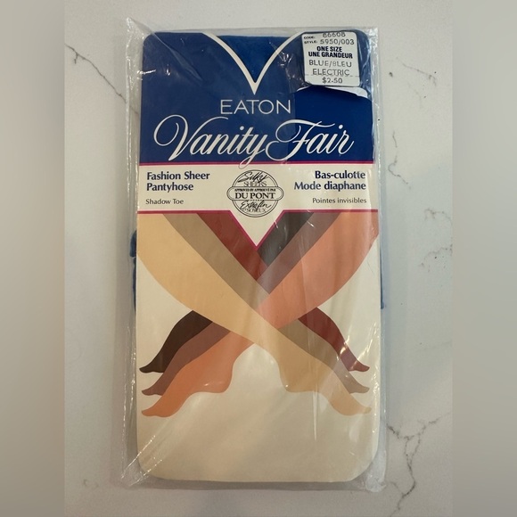 Vanity Fair Eatons blue pantyhose stockings nylon one size NIP - Picture 1 of 2